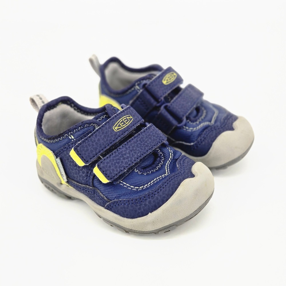 KEEN Kids Chandler CNX Navy Blue Yellow Double Strap Sneakers Shoes Size 5 VGUC